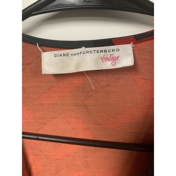 Diane Von Furstenberg Vintage Womens Silk Geometric Wrap Dress Red Black 00 - Picture 2 of 14